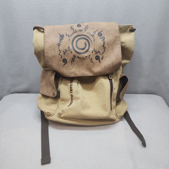 Naruto Uzumaki Brown Laptop Canvas Backpack Bookbag - Picture 1 of 11